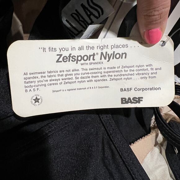 90s Vintage Bill Blass One Piece Swim Deadstock Black Classic Swimsuit - Picture 7 of 9